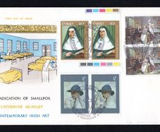 1978 Ireland Anniversaries/Events: Birth of Sister Catherine McAuley; The Eradication of Smallpox; Birth of Sir William Orpen & Contemporary Irish Art Commemorative Stamp pairs Illustrated Hibernian First Day Cover (FDC)