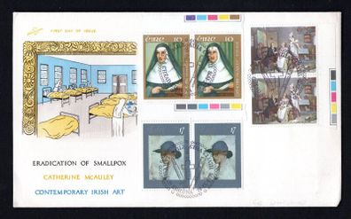 1978 Ireland Anniversaries/Events: Birth of Sister Catherine McAuley; The Eradication of Smallpox; Birth of Sir William Orpen & Contemporary Irish Art Commemorative Stamp pairs Illustrated Hibernian First Day Cover (FDC)
