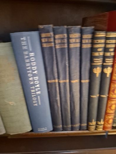 large collection vintage antiquarian books. 4 complete shelves.