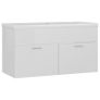 Sink Cabinet with Built-in Basin High Gloss White Chipboard Image 2