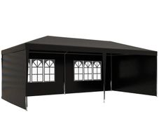 6 x 3 m Gazebo Marquee Party Ten with Side Panels Black