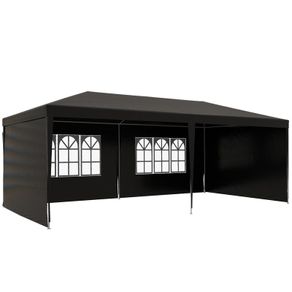 6 x 3 m Gazebo Marquee Party Ten with Side Panels Black