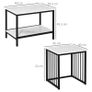 Modern Coffee Table Set of Two, Marble-Effect Nesting Side Tables with Steel Frame for Living Room, White, Black Image 3