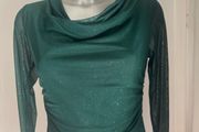 Quiz green sparkly long sleeve blouse size UK10 EU38 Perfect condition Postage included