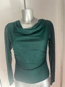 Quiz green sparkly long sleeve blouse size UK10 EU38 Perfect condition Postage included