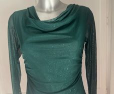 Quiz green sparkly long sleeve blouse size UK10 EU38 Perfect condition Postage included