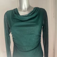 Quiz green sparkly long sleeve blouse size UK10 EU38 Perfect condition Postage included