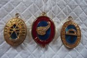 3 X Oval Gilt &amp; Enamel Masonic Lodge Pendants