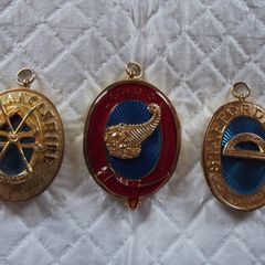 3 X Oval Gilt & Enamel Masonic Lodge Pendants
