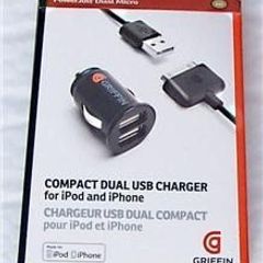 Griffin PowerJolt Micro Dual ipod iphone 4s 4 i pod ipad phone 2 Car USB charg
