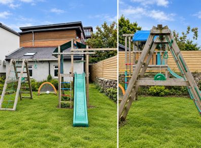 climbing frame with slide and swing