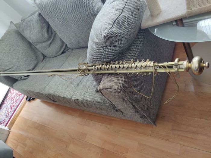 Vintage Brass Style Extendable Curtain Pole with Corded Track System