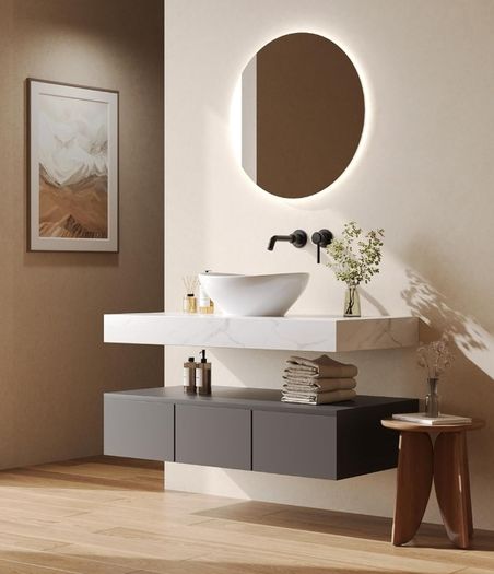 White Ceramic Oval Bathroom Vessel Sink 41.5x34x15cm  Countertop Basin, Modern Vanity Art Deco Style, Smooth Glazed Finish, Easy to Clean, Bathroom or Cloakroom Use