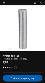 Flexible pipe for fan. NYTTIG Tub 150