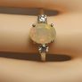 Rare Ethiopian Opal & Lab Diamond Trilogy Ring Image 7