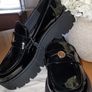 Zara Track Sole Loafers Patent Black Image 3