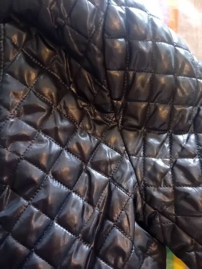 ladies jacket. Padded design. Black with grey material. Size small