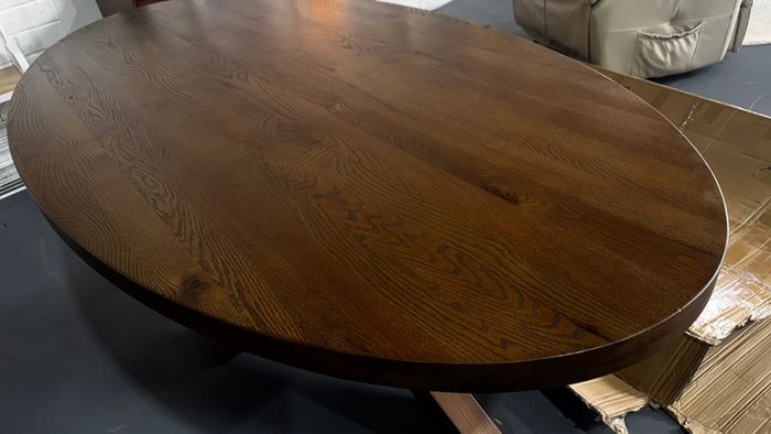 Extra Large 220cm Oval Oak Dining Table Ex Display Like New