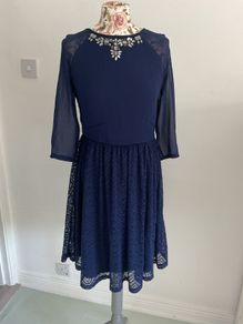 dress little mistress size 10 navy dress with embellishments