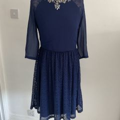 dress little mistress size 10 navy dress with embellishments