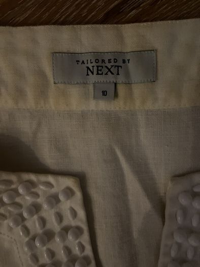 Next Tailored 100% Linen White Top Size 10