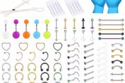 Mixed Piercing Kit,Piercing Kits for All Piercings Stainless Steel 14G 16G 18G 20G Nose Septum Cartilage Tragus Earrings Belly Nipple Tongue Smiley Lip Ring