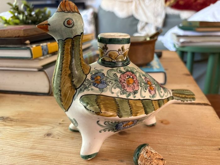 Vintage Greek Skyros hand painted ceramic bottle