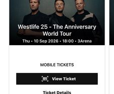 4 Westlife tickets in 3 arena