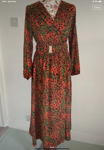 dress Bnwt wrap effect midi dress JS Millennium dress khaki & orange animal print