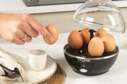 Electric Multi Egg Cooker - 6 Egg Capacity Boiler, Great For Soft Dippy, Hard &amp; Poached Eggs, Includes Measuring Cup, Removable Egg Rack and 2 Poaching Trays, Easy Clean, Compact, 430W