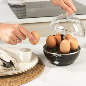 Electric Multi Egg Cooker - 6 Egg Capacity Boiler, Great For Soft Dippy, Hard & Poached Eggs, Includes Measuring Cup, Removable Egg Rack and 2 Poaching Trays, Easy Clean, Compact, 430W