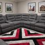 New Grey Fabric Corner Recliner Sofa With Cupholders Image 2