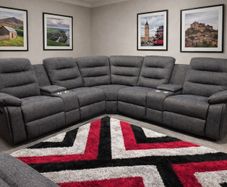 New Valencia Dark Grey Fabric Corner Recliner Sofa