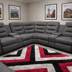 New Valencia Dark Grey Fabric Corner Recliner Sofa