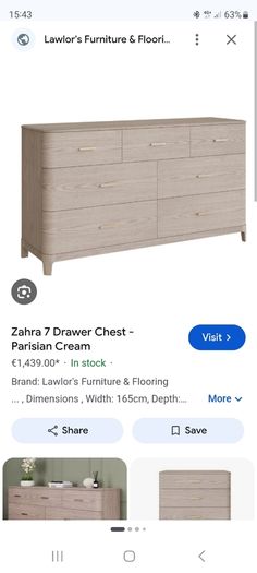New Zahra 7 drawer chest/sideboard
