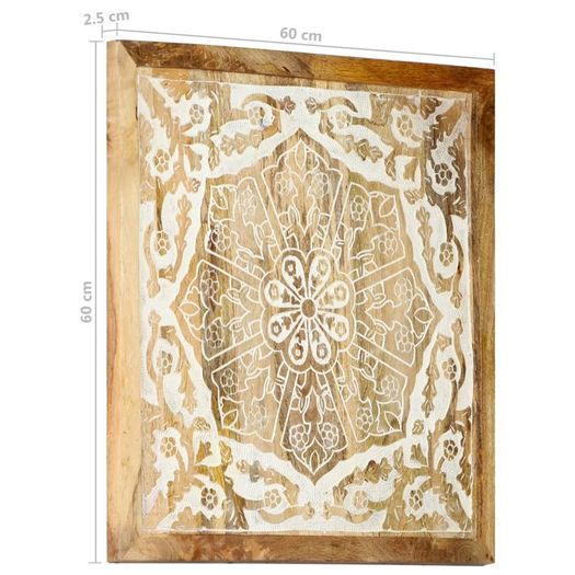 Hand-Carved Wall Panels 2 pcs Solid Mango Wood 60x60x2.5 cm