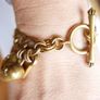 Juicy Couture Logo Heart J Charms Gold Tone Chain Link Toggle Clasp Bracelet 8" Image 9