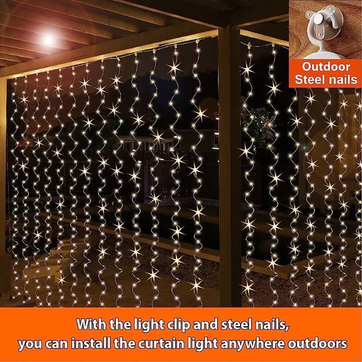 300 LED Curtain Lights, USB Window Lights, 3m x 3m 8 Modes Remote Control Fairy Light Waterproof LED Copper String Lights for Outdoor Indoor Wedding Party Garden Bedroom Decoration, Cool White (FREE SHIPPING)