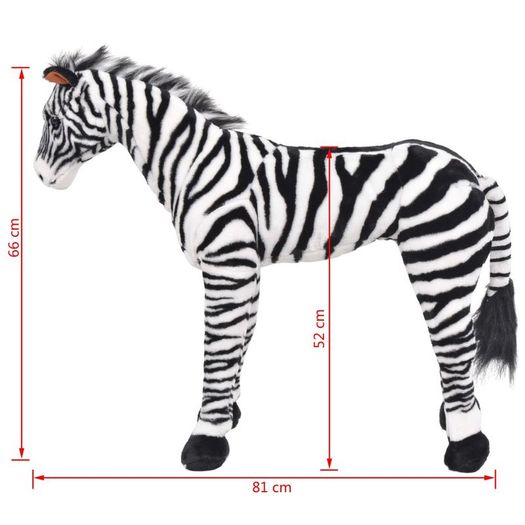 Standing Plush Toy Zebra Black and White XXL
