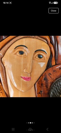 Vintage Handcrafted Wood Intarsia Wall Plaque | Madonna & Child Religious Art Icon