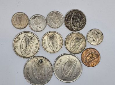 Ireland Mixed Coin Lot Pound Penny 5p 3d Shilling Florin See Pictures