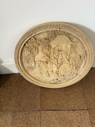 Vintage high relief Chinese Horse Carriage scene.