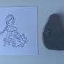 Rubber Stamp - Girl Sitting with her Teddy Image 4
