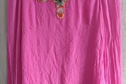 French Connection Silk Pink Beaded Scoop Neck Long Sleeve  Size Label 12