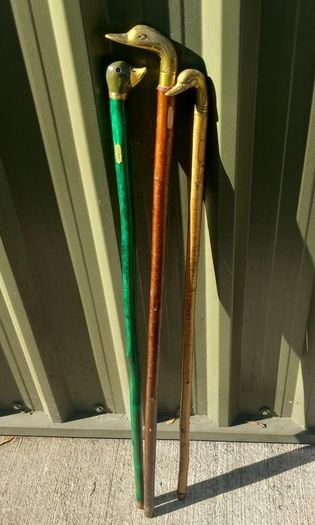 3 walking sticks, with duck heads, D18