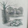 BY, F. Massa, Set Of 3 Vintage Framed watercoulored Drawings Prints Countryside Image 5
