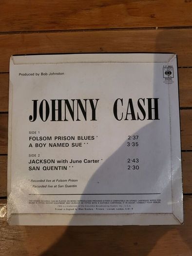 Johnny Cash Folsom Prison Blues EP 7 inch CBS EP 6601