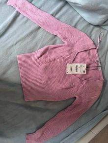 Zara Pink Ribbed V-neck Sweater/Jumper