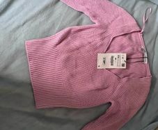 Zara Pink Ribbed V-neck Sweater/Jumper