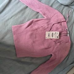 Zara Pink Ribbed V-neck Sweater/Jumper